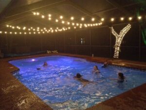 String Lights Over Swimming Pool