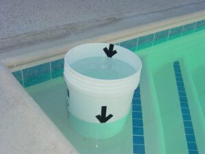 Bucket test to determine if the pool is losing water due to evaporation or a leak somewhere
