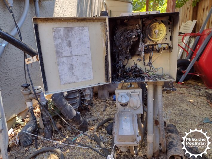 Intermatic dual timer box caught in fire