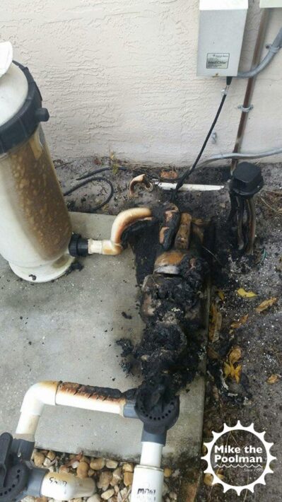 Burnt Pool Pump Fire