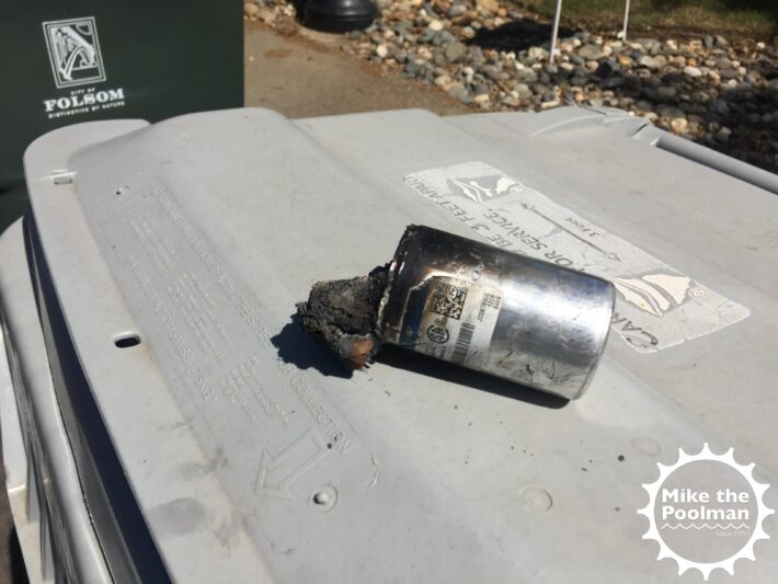 Pool pump capacitor failed and melted