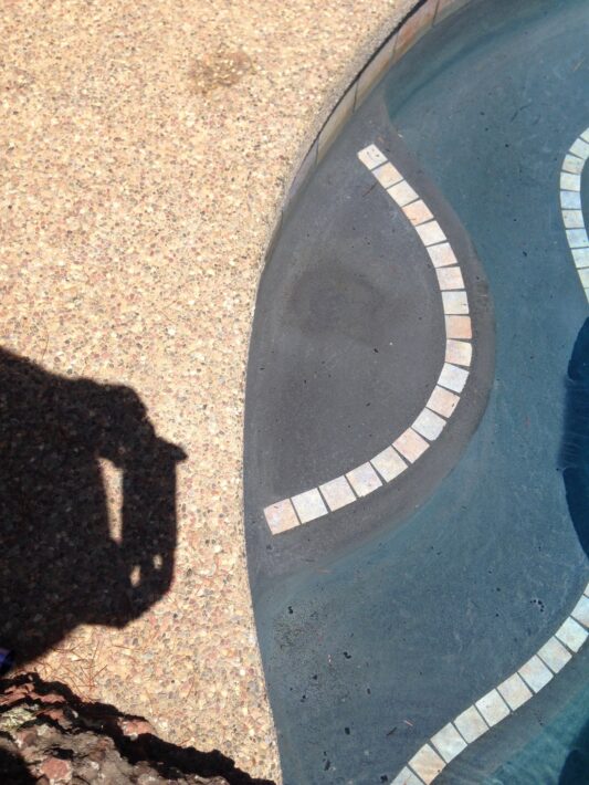 pool floater top step stain